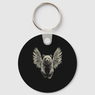 Bär mit Engel Wings Retro Wildlife Artefakt Flyin Schlüsselanhänger