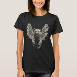 Bär mit Engel Wings Retro Wildlife Artefakt Flyin T-Shirt