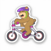 Bär mit Fahrrad und Helm Aufkleber (Vorderseite)