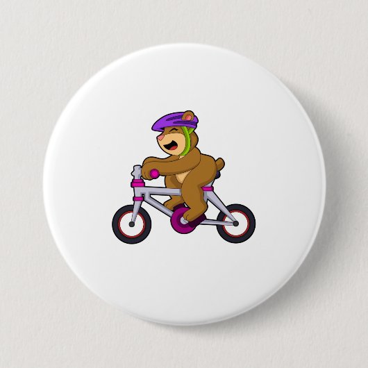 Bär mit Fahrrad und Helm Button (Vorderseite)