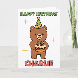 Bär mit Geburtstagstorte Party Geburtstag Karte
