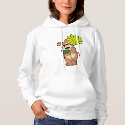 Bär mit gelber Blume Hoodie (Vorderseite)
