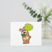 Bär mit gelber Blume Postkarte (Stehend Vorderseite)