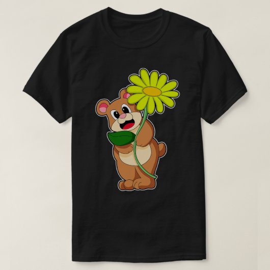 Bär mit gelber Blume T-Shirt (Design vorne)