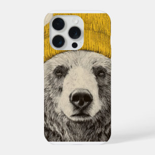 Bär mit gelber Mütze ländliches Waldtier iPhone 15 Pro Hülle