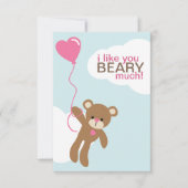 Bär mit Herz-Shaped Balloon Valentines Einladung (Vorderseite)