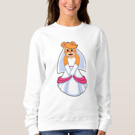 Bär mit Hochzeitskleid & Schleier Sweatshirt (Vorderseite)
