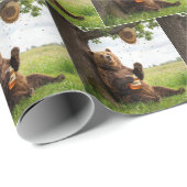 Bär mit Honigglas Geschenkpapier (Rolleneckpunkt)