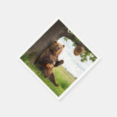 Bär mit Honigglas Serviette (Ecke)