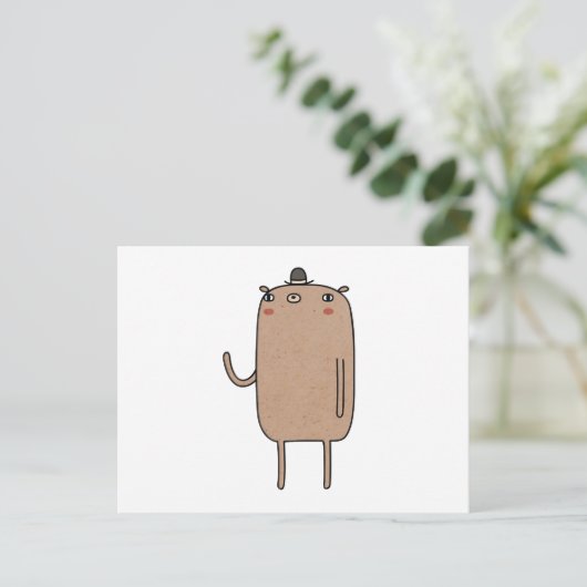 Bär mit Hut Postkarte (Stehend Vorderseite)