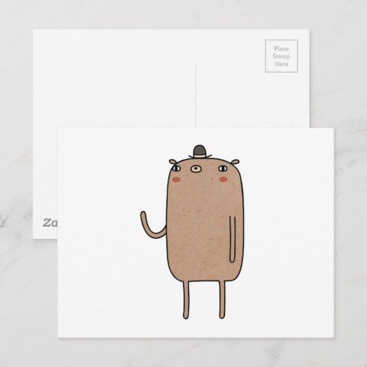 Bär mit Hut Postkarte (Vorne/Hinten)