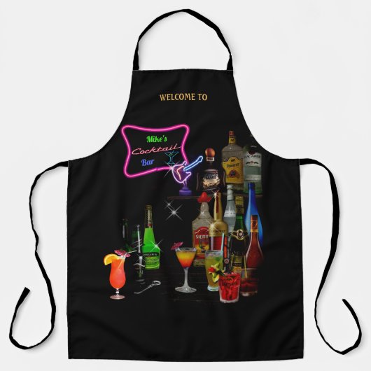 Bar mit Ihrem Namen(en) auf dem Neonzeichen Schürze (Vorderseite)