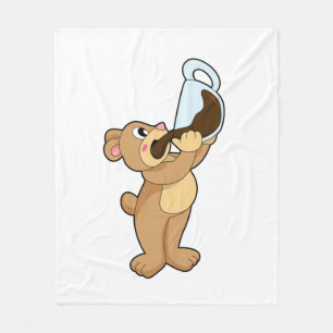 Bär mit Kaffee-Cup Fleecedecke