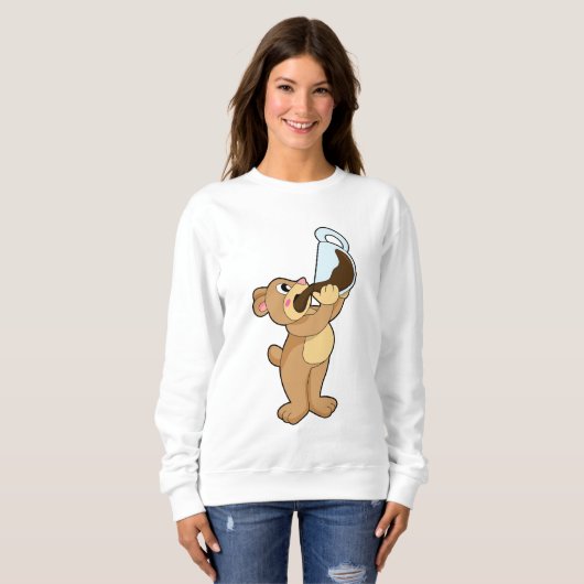 Bär mit Kaffee-Cup Sweatshirt (Vorne ganz)