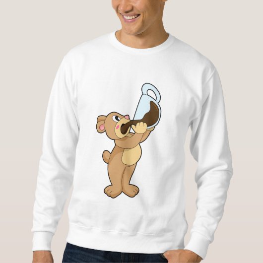 Bär mit Kaffee-Cup Sweatshirt (Vorderseite)