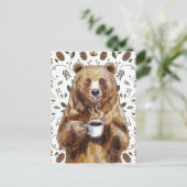 Bär mit Kaffee Postkarte (Stehend Vorderseite)
