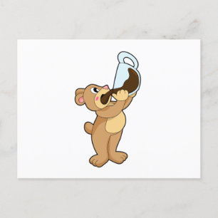 Bär mit Kaffeetasse Postkarte