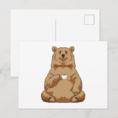 Bär mit Kaffeetasse Postkarte (Vorne/Hinten)
