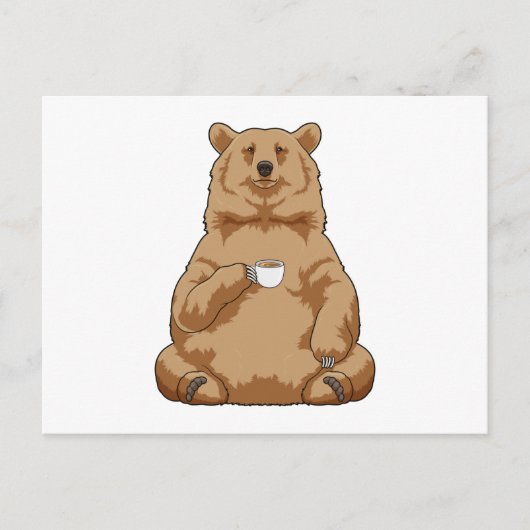 Bär mit Kaffeetasse Postkarte (Vorderseite)