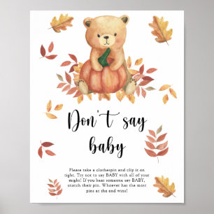 Bär mit Kürbis - Sag kein Babyposter Poster