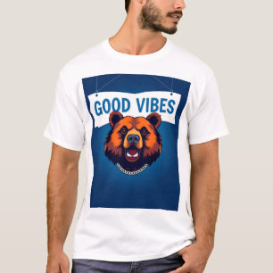 Bär mit lebendigen Farben und Good Vibes Text T-Shirt