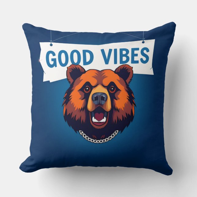 Bär mit lebhaften Farben und guter Text Kissen (Vorderseite)