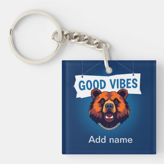 Bär mit lebhaften Farben und guter Text Schlüsselanhänger (Vorderseite)