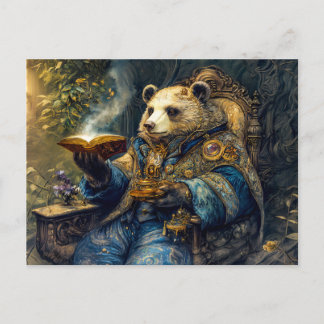Bär mit magischem Buch und Teacup Postkarte