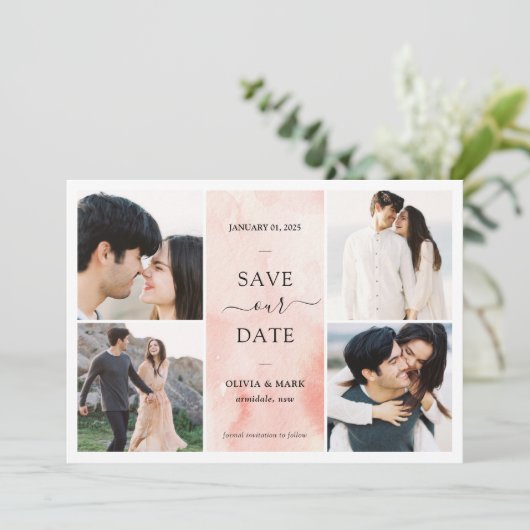 Bar mit mehreren Fotos Save The Date (Stehend Vorderseite)