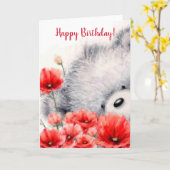 Bär mit roten Blume, glücklich zum Geburtstag Karte (Gelbe Blume)