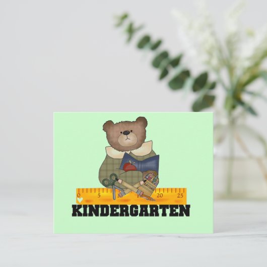 Bär mit Ruler Kindergarten Tshirts und Geschenke Postkarte (Stehend Vorderseite)