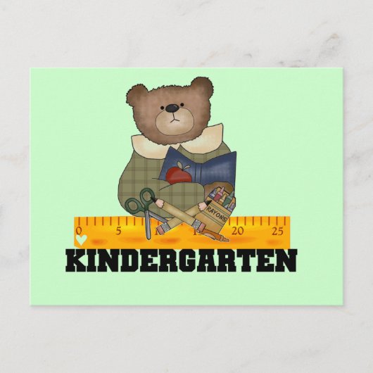 Bär mit Ruler Kindergarten Tshirts und Geschenke Postkarte (Vorderseite)