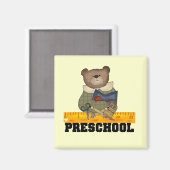 Bär mit Ruler Vorschulkleidung und Geschenken Magnet (Vorderseite/Rückseite)