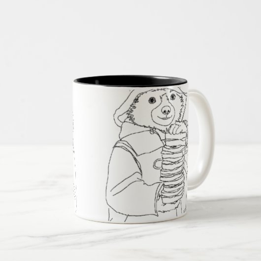 Bär mit Sandwiches Zweifarbige Tasse (VorderseiteRechts)