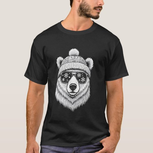 Bär mit Schneebrille T-Shirt (Vorderseite)