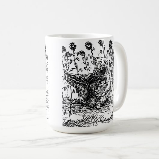 Bär mit Sonnenblumen Kaffeetasse (VorderseiteRechts)