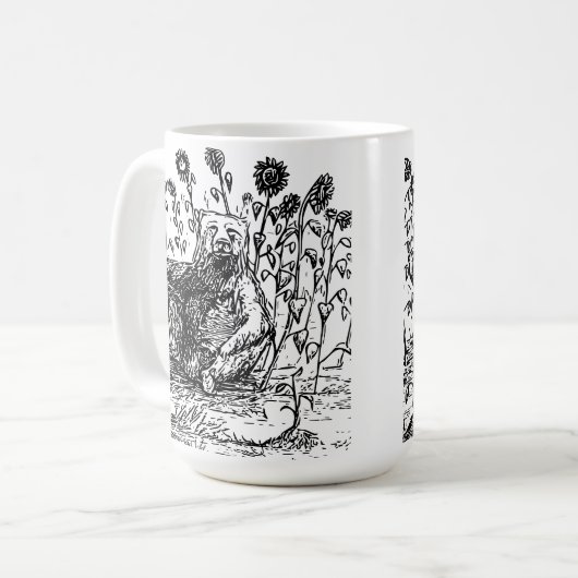 Bär mit Sonnenblumen Kaffeetasse (Vorderseite Links)