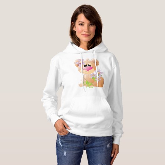 Bär mit Sonnenschein Blume Hoodie (Vorne ganz)
