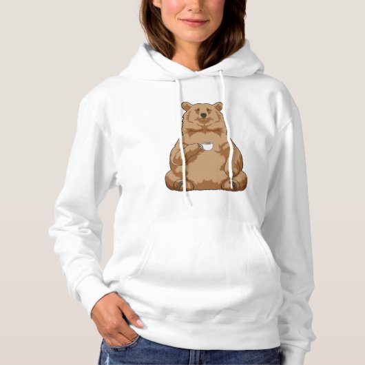 Bär mit Tasse Kaffee Hoodie (Vorderseite)