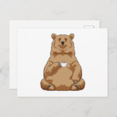 Bär mit Tasse Kaffee Postkarte (Vorne/Hinten)