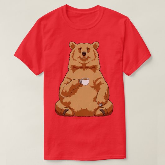 Bär mit Tasse Kaffee T-Shirt (Design vorne)