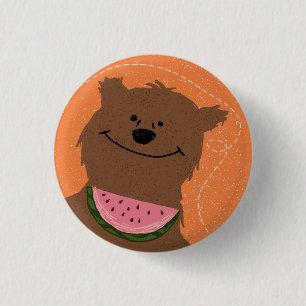 Bär mit Wassermelone Button