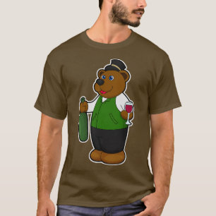 Bär mit Weinglas Weinflasche T-Shirt