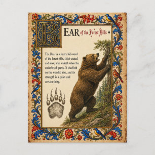 Bär, mittelalterliche Bestiarien-Kunst Postkarte