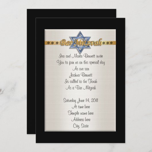 Bar Mitvah Einladung formalen blauen Star von Davi (Vorne/Hinten)