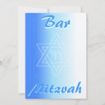 Bar Mitzva Einladung mit Star von David und Chai<br><div class="desc">Bar Mitzva Einladung mit dem Stern von David und Chai in Hebräisch.</div>