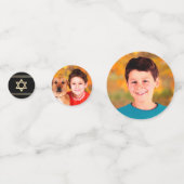 Bar Mitzvah 2 Foto Black Gold Tallit Skript Bold Konfetti (Vorderseiten)