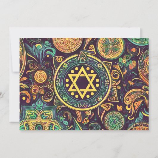 Bar Mitzvah Abstract Design Colorful Einladung (Rückseite)