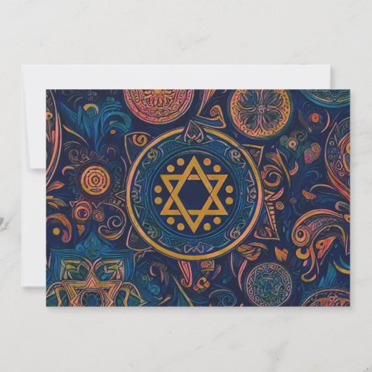 Bar Mitzvah Abstrakt Hintergrund Design Einladung (Rückseite)