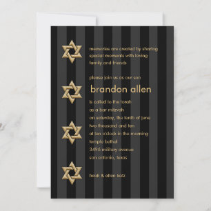 Bar Mitzvah, alle Farbstreifen Gold Star Einladung